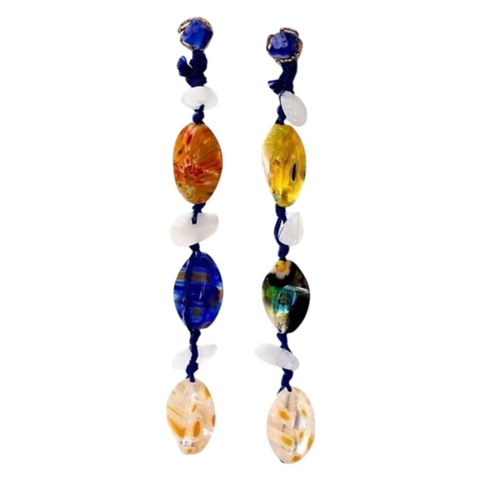 Free People Ariana Ost Voyage Dangle Earrings‎ in Navy NWT
